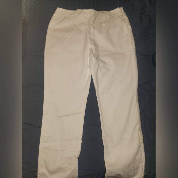 SALE - Chico's So Slimming white pants, side zip, flat front, size 2 - Picture 1 of 10
